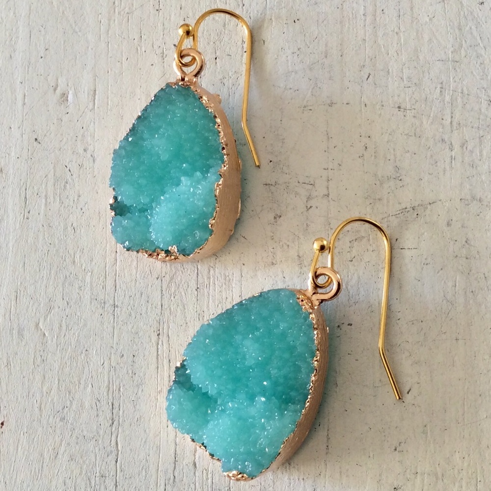 NEW Druzy Quartz Blue Earrings